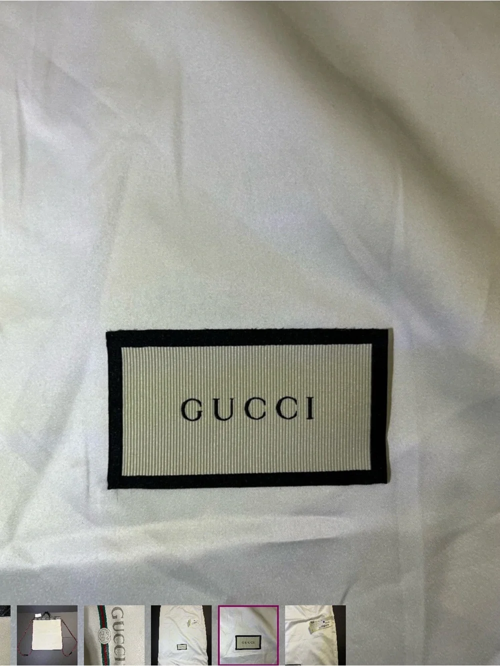 Gucci White Leather Drawstring Backpack with Green-Red Web Stripe Unisex